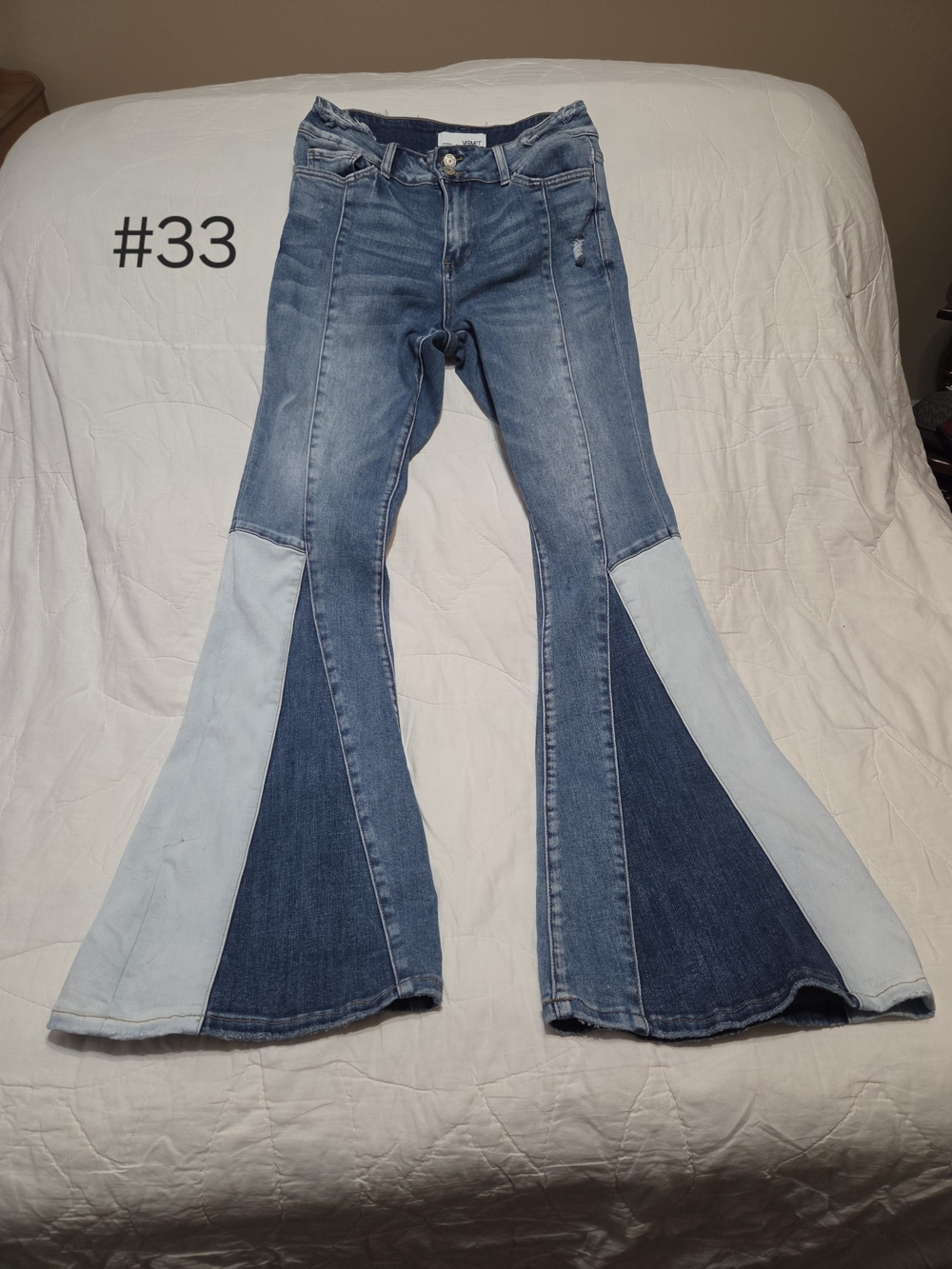 VERVET BY FLYING MONKEY Two-Tone Blue Flare Jeans